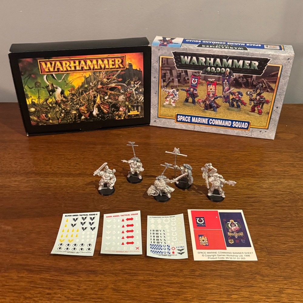 Games Workshop Warhammer 40k Space Marine Command Squad Metal Miniature 1998 OOP